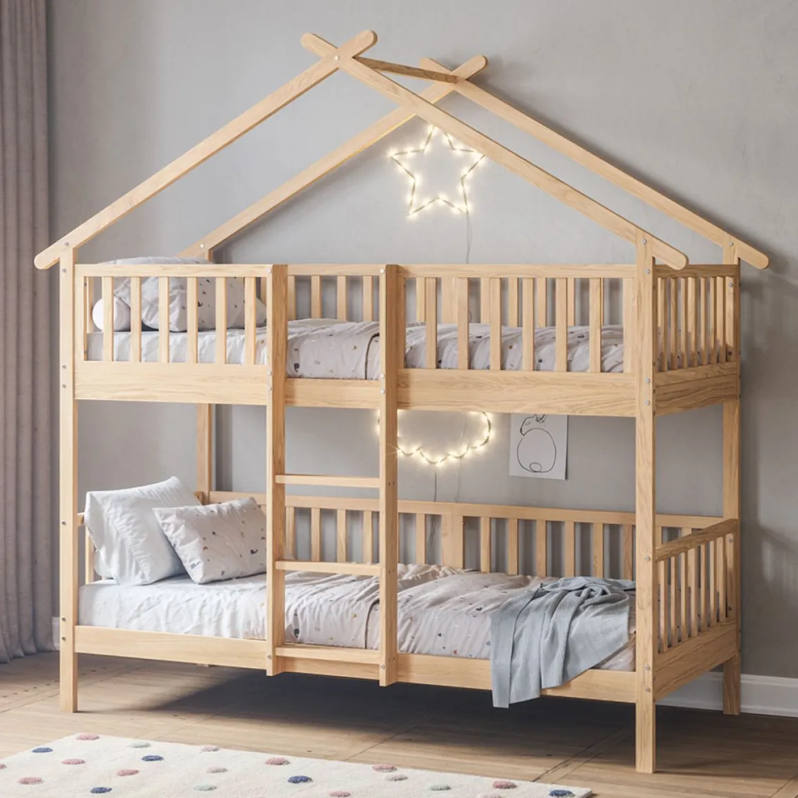 STAPELBED HUISJE u00abMAISONu00bb | 90 X 200 CM | NATUREL