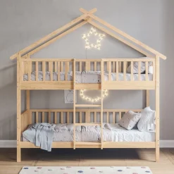 STAPELBED HUISJE u00abMAISONu00bb | 90 X 200 CM | NATUREL