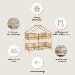 STAPELBED HUISJE u00abMAISONu00bb | 90 X 200 CM | NATUREL