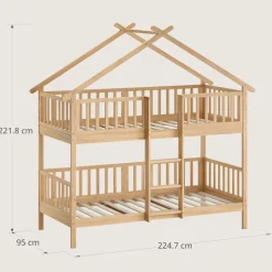 STAPELBED HUISJE u00abMAISONu00bb | 90 X 200 CM | NATUREL