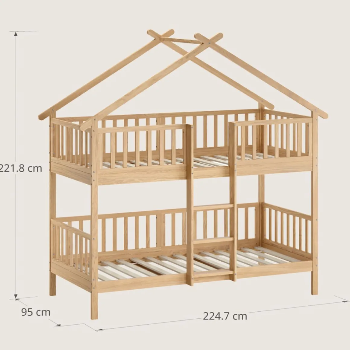 STAPELBED HUISJE u00abMAISONu00bb | 90 X 200 CM | NATUREL