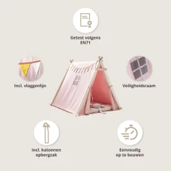 Tipi Speeltent u00abFu00eateu00bb | 104 CM HOOG | Roze
