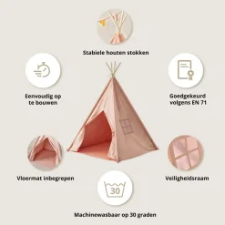 TIPI SPEELTENT u00abu00c9Tu00c9u00bb | 158 CM HOOG | ROZE