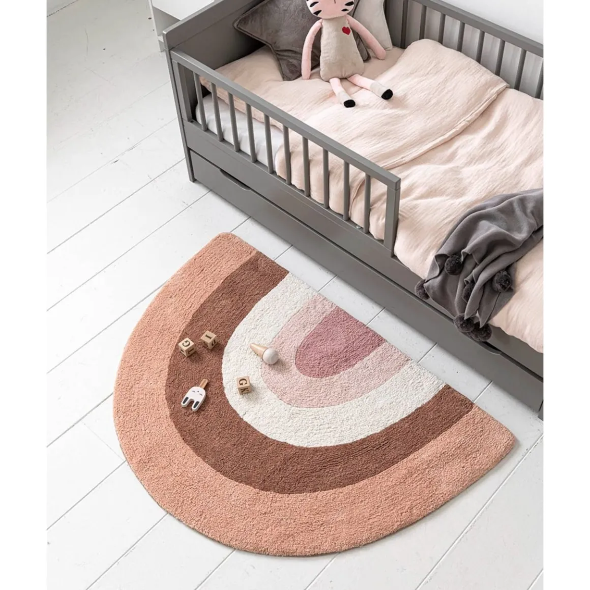 Vloerkleed kinderkamer wasbaar Regenboog 78x110 cm | Roze