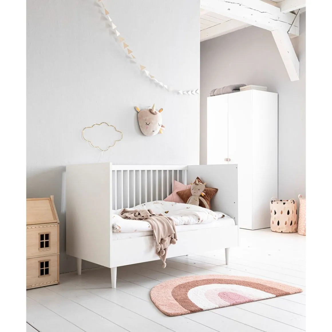 Vloerkleed kinderkamer wasbaar Regenboog 78x110 cm | Roze