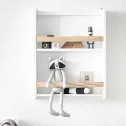 Wandrek babykamer / kinderkamer wit met naturel hout u00abBrise/Ceriseu00bb