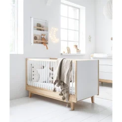 Wandrek babykamer / kinderkamer wit met naturel hout u00abBrise/Ceriseu00bb