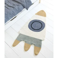 Wasbaar kindervloerkleed 85x110 cm | Raket | Multi