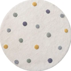 WASBAAR KINDERVLOERKLEED | ROND u00d8110 CM | OFF-WHITE MET STIPPEN
