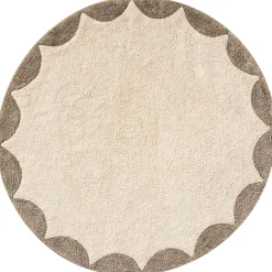 Wasbaar kindervloerkleed met anti slip laag u00abCERCLEu00bb u00d8120 cm | Off white-taupe