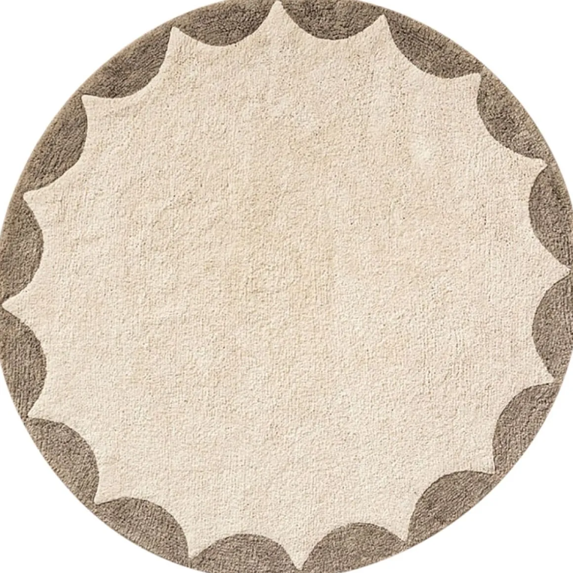 Wasbaar kindervloerkleed met anti slip laag u00abCERCLEu00bb u00d8120 cm | Off white-taupe