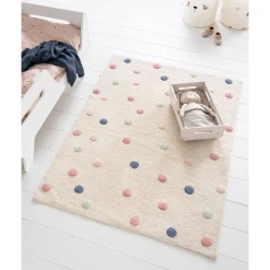 WASBAAR KINDERVLOERKLEED | RECHTHOEKIG 120 X 170 CM | BEIGE MET STIPPEN