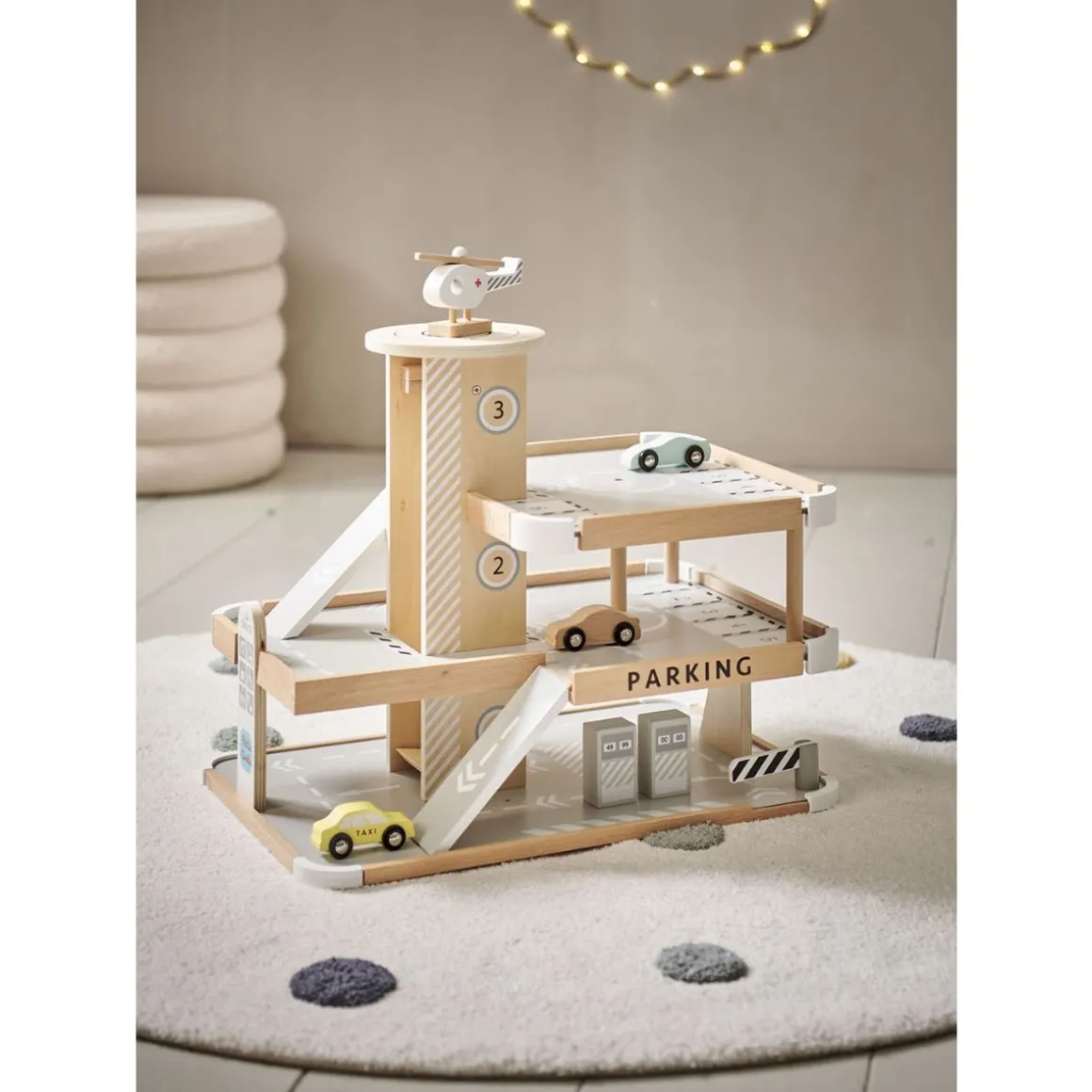 WASBAAR KINDERVLOERKLEED | ROND u00d8110 CM | OFF-WHITE MET STIPPEN