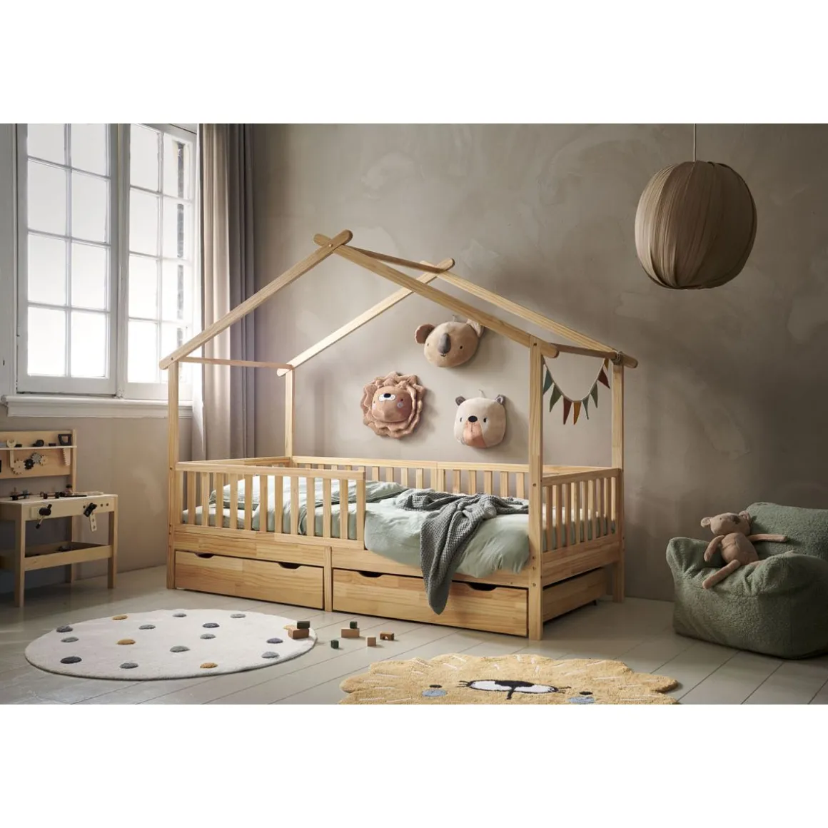 WASBAAR KINDERVLOERKLEED | ROND u00d8110 CM | OFF-WHITE MET STIPPEN