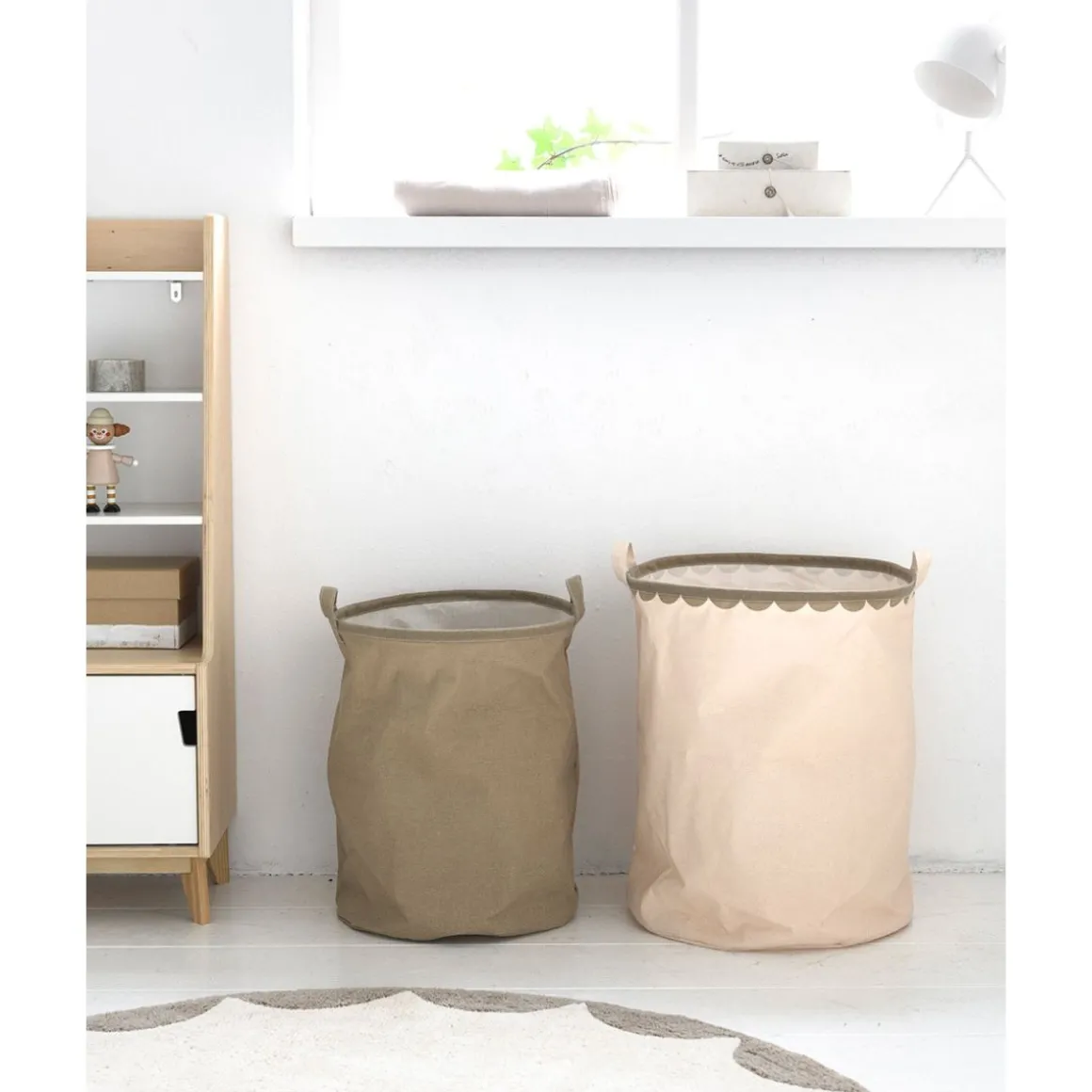 Wasbaar kindervloerkleed met anti slip laag u00abCERCLEu00bb u00d8120 cm | Off white-taupe