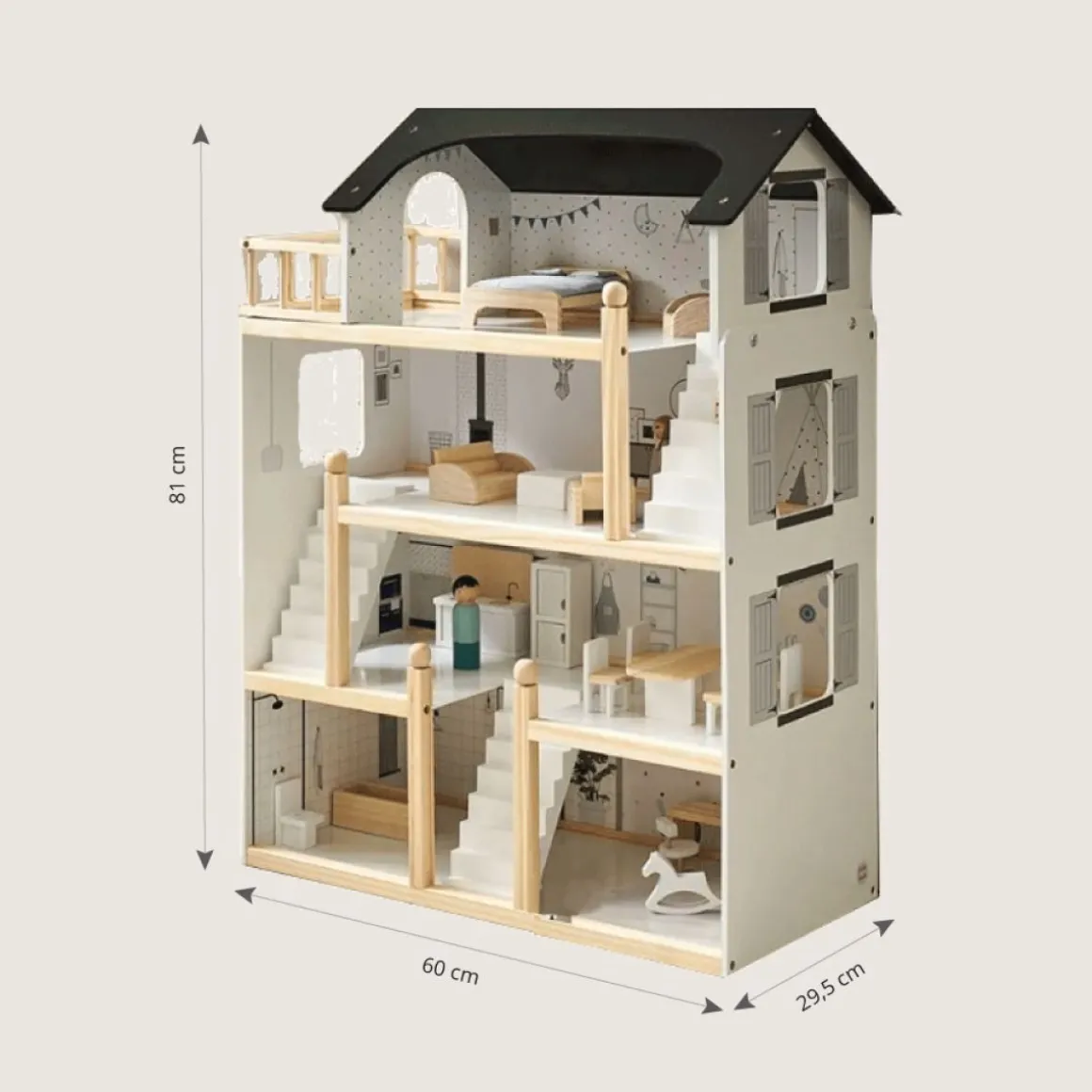 XL Houten poppenhuis incl. 19-delige meubelset | u00abLa maison d'Amu00e9lieu00bb