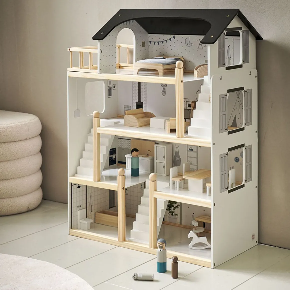 XL Houten poppenhuis incl. 19-delige meubelset | u00abLa maison d'Amu00e9lieu00bb
