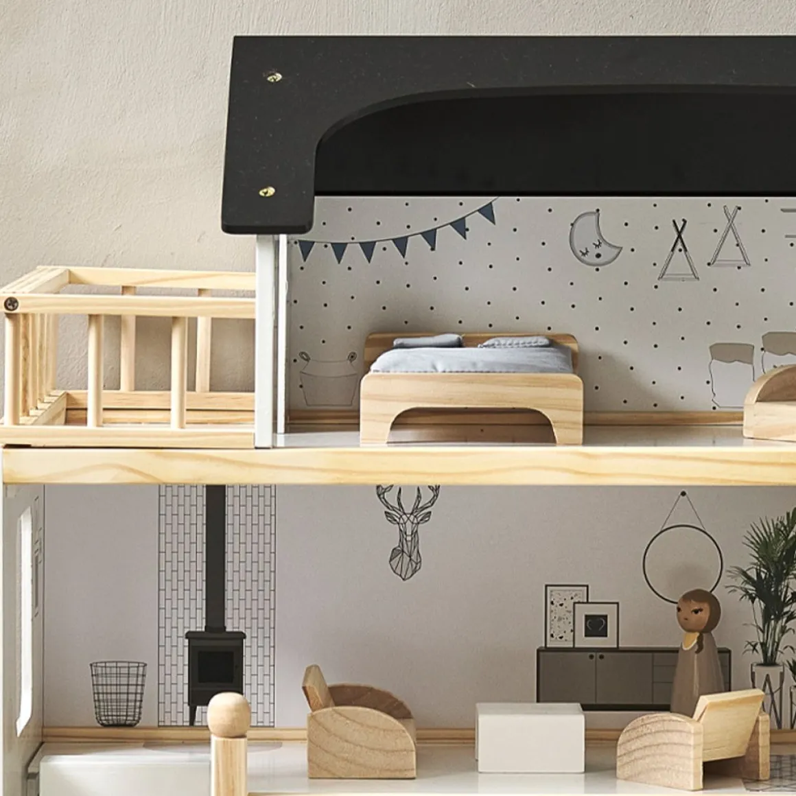 XL Houten poppenhuis incl. 19-delige meubelset | u00abLa maison d'Amu00e9lieu00bb