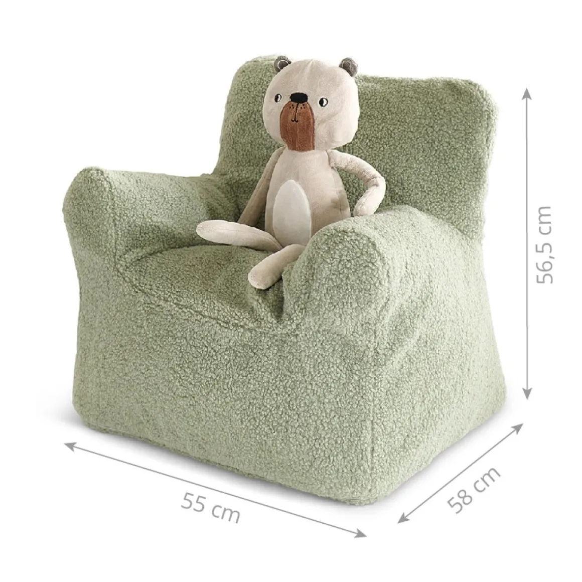 XL zitzak Teddy | kinderfauteuil 1-8 jaar | Zacht groen