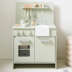 Houten Speelgoedkeuken | inclusief 7 accessoires | Mint Grijs