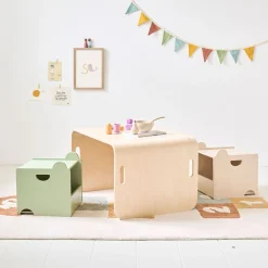 SET VAN 2 STAPELBARE SPEELGOEDKISTEN u00abARC-EN-CIELu00bb | GROEN EN BEIGE